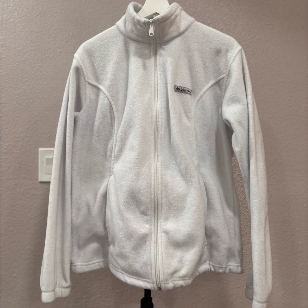 Columbia Women’s White Fleece Zip-Up Jacket Size XL Used